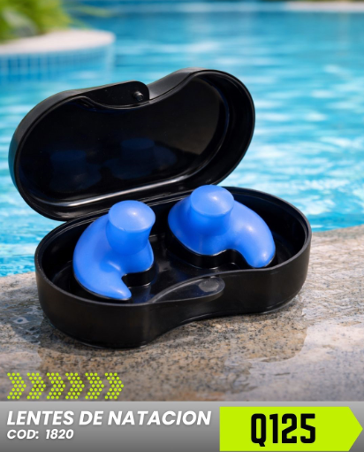 Tapones Azules de natacion con Estuche negro
