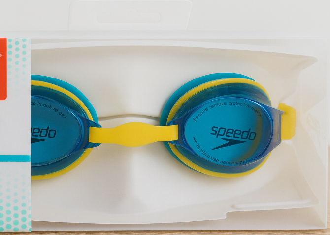 Lentes Natación Speedo de niño Amarrillo con azul
