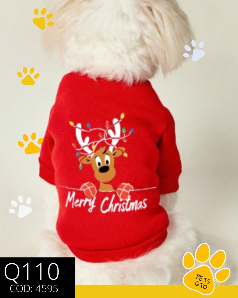 Sudadera navideña para mascotas, con estampado de reno rojo