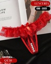 Lenceria Tanga con Perlas Rojo