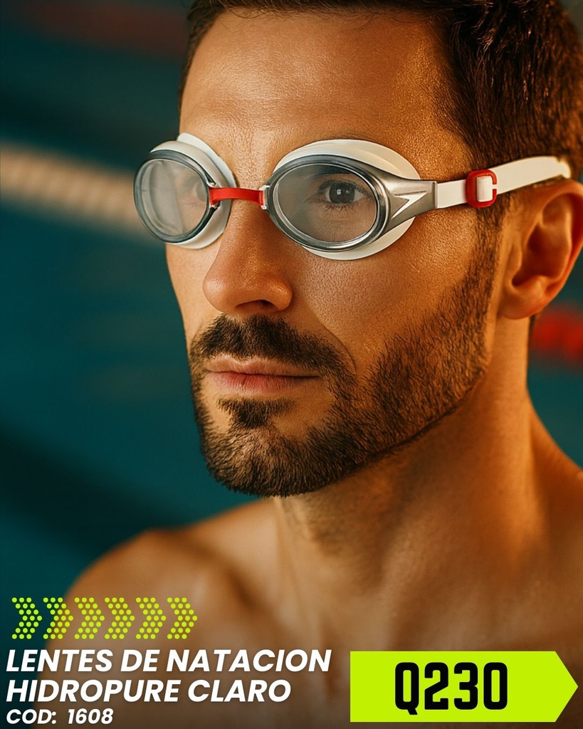 Lentes Natación Speedo Hydropure Blanco linea Roja
